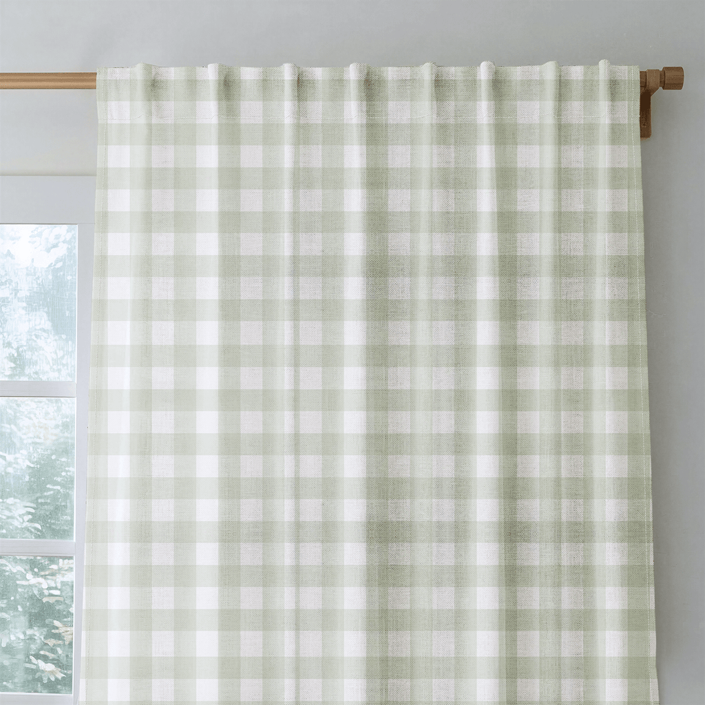 Juliet's Garden Pistachio Gingham - Drapery