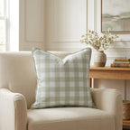 Juliet's Garden Pistachio Gingham Throw Pillow