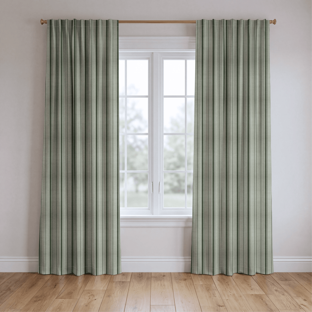 The Silk Garden Sage Stripes - Drapery